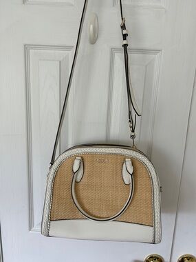 kate spade White and Natural Crossbody Dome Satchel